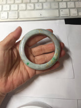 Load image into Gallery viewer, 53.7mm certified 100% Natural type A sunny green dark green purple carved branches and flowers and golden-painted Jadeite Jade bangle PH195