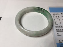Load image into Gallery viewer, 47mm certified 100% natural Type A sunny green white oval jadeite jade bangle BP49-9340