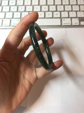 Load image into Gallery viewer, 55.7mm Certified 100% Natural Fresh Young Green/Dark Green/Black Green Ink Painting (绿水墨) Round Cut Nephrite (Wulanhai 乌兰海碧玉) Bangle HF135-7330