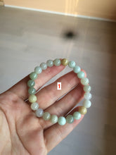 Load image into Gallery viewer, 7-7.6mm 100% natural type A green/white/yellow/brown jadeite jade beads bracelet KS90