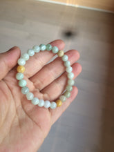 Load image into Gallery viewer, 7-7.6mm 100% natural type A green/white/yellow/brown jadeite jade beads bracelet KS90