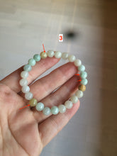 Load image into Gallery viewer, 7-7.6mm 100% natural type A green/white/yellow/brown jadeite jade beads bracelet KS90