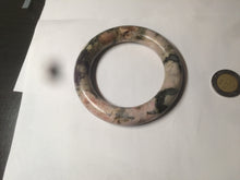 Load image into Gallery viewer, 53.4mm 100% natural pink/black time series(时光系列) round cut style rose stone (Rhodonite) bangle XY86