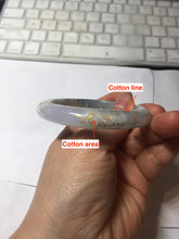 Load image into Gallery viewer, 53.5mm certified 100% Natural type A icy watery light green purple carved branches and flowers and golden-painted Jadeite Jade bangle PH196-5248