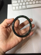 Load image into Gallery viewer, 60.7mm Certified 100% Natural Fresh Young Green/Dark Green/Black Green Ink Painting (绿水墨) Round Cut Nephrite (Wulanhai 乌兰海碧玉) Bangle HF136-7318