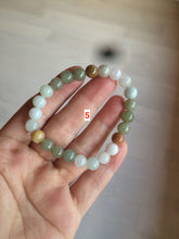 Load image into Gallery viewer, 7-7.6mm 100% natural type A green/white/yellow/brown jadeite jade beads bracelet KS90