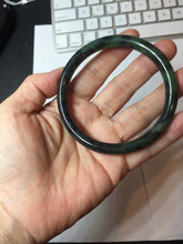 Load image into Gallery viewer, 60.7mm Certified 100% Natural Fresh Young Green/Dark Green/Black Green Ink Painting (绿水墨) Round Cut Nephrite (Wulanhai 乌兰海碧玉) Bangle HF136-7318