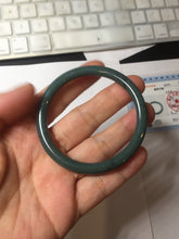 Load image into Gallery viewer, 51.1mm Certified Type A 100% Natural dark green blue gray black slim round cut Guatemala Jadeite bangle PJ3-4307