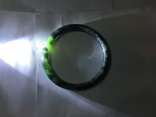 Load image into Gallery viewer, 60.7mm Certified 100% Natural Fresh Young Green/Dark Green/Black Green Ink Painting (绿水墨) Round Cut Nephrite (Wulanhai 乌兰海碧玉) Bangle HF136-7318