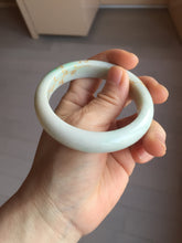 Load image into Gallery viewer, 55.2mm 100% Natural type A sunny green white beige (白底青) carved branches and flowers and golden-painted Jadeite Jade bangle PH184