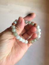 Load image into Gallery viewer, 7-7.6mm 100% natural type A green/white/yellow/brown jadeite jade beads bracelet KS90