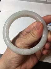 Load image into Gallery viewer, 56.8mm Certified Type A 100% Natural sunny green/white Jadeite Jade bangle BP50-3874