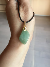 Load image into Gallery viewer, 100% natural type A jadeite jade icy watery yellow green black Willow leaf pendant group AX152