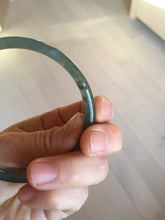 Load image into Gallery viewer, 60.6mm Certified Type A 100% Natural icy watery dark green/blue/gray with Guatemala slim round cut Jadeite bangle PH3-2349