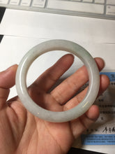 Load image into Gallery viewer, 56.8mm Certified Type A 100% Natural sunny green/white Jadeite Jade bangle BP50-3874