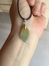 Load image into Gallery viewer, 100% natural type A jadeite jade icy watery yellow green black Willow leaf pendant group AX152