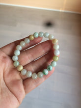 Load image into Gallery viewer, 7-7.6mm 100% natural type A green/white/yellow/brown jadeite jade beads bracelet KS90