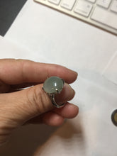 Load image into Gallery viewer, 100% natural type A icy watery light green gray four-prong jadeite jade ring BP137