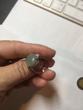 Load image into Gallery viewer, 100% natural type A icy watery light green gray four-prong jadeite jade ring BP137