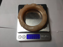 Load image into Gallery viewer, 61.5mm 100% natural pink orange Peach cream Quartzite (Shetaicui jade) 3D carved cat ears/flowers/ingot/bow bangle XY124