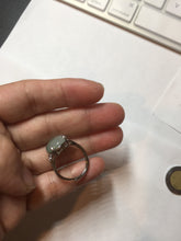 Load image into Gallery viewer, 100% natural type A icy watery light green gray four-prong jadeite jade ring BP137