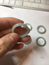 Load image into Gallery viewer, Size 6 1/2-10 1/2 100% natural type A light green white jadeite band ring group AA111