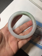 Load image into Gallery viewer, 56.4mm Certified Type A 100% Natural sunny green/white Jadeite Jade bangle BP51-3875