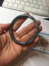 Load image into Gallery viewer, 57.6mm Certified Type A 100% Natural dark green blue gray black slim round cut Guatemala Jadeite bangle PJ5-4321