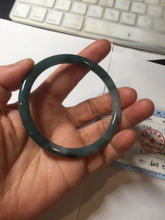 Load image into Gallery viewer, 57.6mm Certified Type A 100% Natural dark green blue gray black slim round cut Guatemala Jadeite bangle PJ5-4321