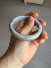 Load image into Gallery viewer, 55.2mm 100% Natural type A green purple carved branches and flowers and golden-painted Jadeite Jade bangle PH183