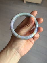 Load image into Gallery viewer, 55.2mm 100% Natural type A green purple carved branches and flowers and golden-painted Jadeite Jade bangle PH183