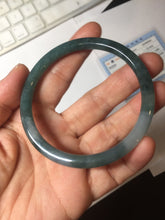Load image into Gallery viewer, 57.6mm Certified Type A 100% Natural dark green blue gray black slim round cut Guatemala Jadeite bangle PJ5-4321
