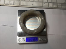 Load image into Gallery viewer, 59.5mm 100% natural white Pale sage gray Quartzite (Shetaicui jade) 3D carved cat ears/flowers/ingot bangle XY125