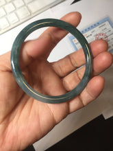 Load image into Gallery viewer, 57.6mm Certified Type A 100% Natural dark green blue gray black slim round cut Guatemala Jadeite bangle PJ5-4321