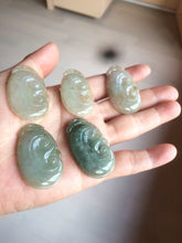 Load image into Gallery viewer, 100% Natural type A dark green/light green/gray jadeite Jade RuYi(如意) pendant BF75