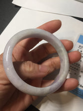 Load image into Gallery viewer, 57.5mm certified Type A 100% Natural light green purple white slim Jadeite Jade bangle BQ72-4938