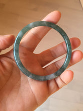Load image into Gallery viewer, 55.7mm Certified Type A 100% Natural dark green/blue/gray Guatemala slim round cut Jadeite bangle PH1-2337