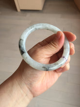 Load image into Gallery viewer, 58.2mm certified Type A 100% Natural icy light green white with green floating flowers round cut Jadeite Jade bangle BS63-7349