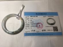 Load image into Gallery viewer, 53.5mm certified 100% Natural type A icy watery light green purple carved branches and flowers and golden-painted Jadeite Jade bangle PH196-5248