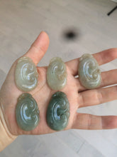 Load image into Gallery viewer, 100% Natural type A dark green/light green/gray jadeite Jade RuYi(如意) pendant BF75