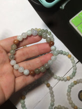 Load image into Gallery viewer, 7-7.6mm 100% natural type A green/white/yellow/brown jadeite jade beads bracelet KS90