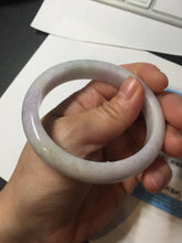 Load image into Gallery viewer, 57.5mm certified Type A 100% Natural light green purple white slim Jadeite Jade bangle BQ72-4938