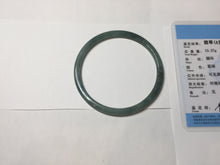 Load image into Gallery viewer, 61.5mm Certified Type A 100% Natural light green/blue/gray Guatemala slim round cut Jadeite bangle BP218-3809