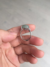 Load image into Gallery viewer, 100% natural type A icy watery light green gray four-prong jadeite jade ring BP137
