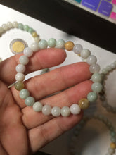 Load image into Gallery viewer, 7-7.6mm 100% natural type A green/white/yellow/brown jadeite jade beads bracelet KS90