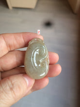 Load image into Gallery viewer, 100% Natural type A dark green/light green/gray jadeite Jade RuYi(如意) pendant BF75
