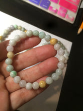 Load image into Gallery viewer, 7-7.6mm 100% natural type A green/white/yellow/brown jadeite jade beads bracelet KS90