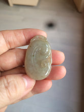 Load image into Gallery viewer, 100% Natural type A dark green/light green/gray jadeite Jade RuYi(如意) pendant BF75