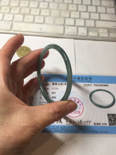 Load image into Gallery viewer, 61.5mm Certified Type A 100% Natural light green/blue/gray Guatemala slim round cut Jadeite bangle BP218-3809