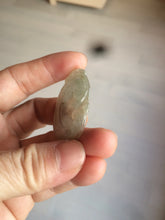 Load image into Gallery viewer, 100% Natural type A dark green/light green/gray jadeite Jade RuYi(如意) pendant BF75